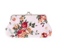 OUNONA Monedero Vintage Largo de Lona Color Marfil Bordado Floral, Cartera para Mujer Cierre de Broche, Diseño Retro Espacio para Tarjetas y Uso Diario