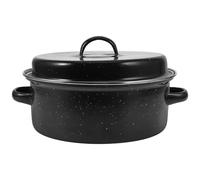 OUNONA Olla para Asar Bandeja para Asar Multifunción Negra Esmaltada de Hierro Distribución Uniforme del Calor para Barbacoa y Asado de Boniato en Casa