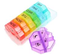 OUNONA Organizador Redondo Viaje Pastillero Compacto Compartimentos Lunes a Domingo Estuche Portátil para 28 Pastillas para y Uso Diario
