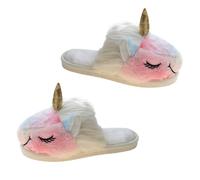 OUNONA Pantuflas De Felpa Hogar Pantuflas Cálidas De Invierno Para Mujer De Casa De Unicornio Dibujos Animados De Felpa Adorables Para Mujeres De Invierno Para Usar Dentro Casa