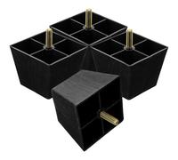 OUNONA Patas de Repuesto para Sofá y Muebles Patas Cuadradas Ajustables 75X75X60 MM Plástico y Metal Resistente 4 Piezas para Sillas Armarios y Sofás Soporte Estable para Uso Hogar
