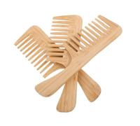OUNONA Peine De Dientes Anchos Para Peluquería 3 Unidades Para Desenredar Cabello Rizado De Bambú Para Ducha Color Caqui