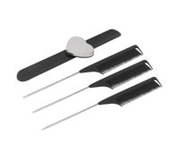 OUNONA Peine Profesional Silicona Corazón 4 Piezas Antiestático Negro para Peluquería Pulsera Porta Pinzas Herramienta para Cabello Largo y Uso en Salón