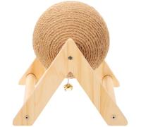 OUNONA Pelota Rascadora para Gatos, Juguete de Distracción y Alivio | Madera y Sisal, Colgante Campana, para Gatitos y Gatos Interiores, Decorativo