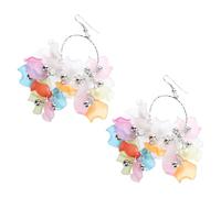 OUNONA Pendientes Colgantes Borla De Pétalos Colores Estilo Bohemio De Acrílico Para Mujer Para Fiestas De Playa