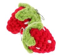 OUNONA Pendientes Colgantes de Fresa Hechos Mano Diseño Japonés Kawaii Ligeros y Cómodos para Fiesta de Invierno y Accesorios Navideños Joyería Creativa de Frutas Tejidas para Mujeres y