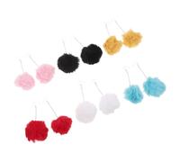 OUNONA Pendientes Colgantes de Pompón 12 Piezas Pendientes Largos de Cadena Bolas Esponjosas de Piel Sintética para Mujer y Adolescentes Joyería Navideña Festiva