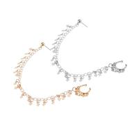 OUNONA Pendientes Colgantes de Rombo Borla, Pinza Nasal Punk, Cadena Metálica Dorada y Plateada, 2 Piezas para Mujer en Fiestas y Uso Diario