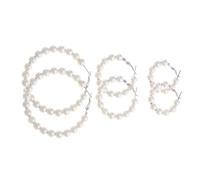 OUNONA Pendientes De Perlas Grandes Colgantes, Aros Redondos Plateados De 3, 4 y 6 Cm, Accesorios Para Mujer y Adolescente, Diseño Perlas De 8 Mm, 3 Pares Total