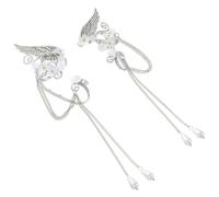 OUNONA Pendientes Tipo Ear Cuff Flores y Perlas, Manguito de Oreja Artesanal para Mujer, sin Perforación, Joyas para Cosplay y Fiestas, Diseño Ligero y Ajustable