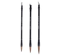 OUNONA Pincel de Escritura Chino Juego para Caligrafía, 3 Piezas | Pelo Natural y Mango de Madera, Tallas Grande Mediana Pequeña, Negro, para Pintar y Escribir