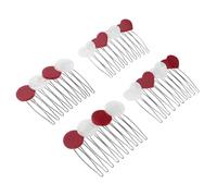 OUNONA Pinzas Pelo de Acetato en Forma de Corazón y Círculo Color Rojo y Blanco Mini Pinzas Pequeñas para Mujer Set de 4 Unidades Accesorio Ligero para Peinados Diarios y Eventos