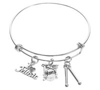 OUNONA Pulsera de Baterista de Acero Inoxidable, Pulsera Temática Musical, Diseño Único, Color Plata, Ligera y Resistente al Desgaste, para Músicos y Amantes Música, Festivales y Ensayos