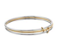 OUNONA Pulseras bicolor para mujer: Brazalete de acero inoxidable a la moda - Pulsera geométrica entrelazada - Brazalete apilable para mujer para looks minimalistas de y verano