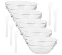 OUNONA Recipientes para Mascarillas Faciales de Vidrio 5 Piezas Tamaño Compacto con Textura Suave y Duradera para Spa y Mezcla de Mascarillas con Palitos Mezcladores Incluidos