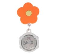 OUNONA Reloj de Enfermera Retráctil Clip Naranja, Diseño Floral, Luminoso y Preciso, Adecuado para Procedimientos Médicos y Personal Sanitario