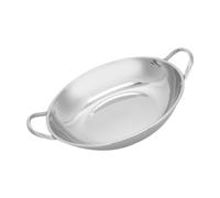 OUNONA Sartén Pequeña de Acero Inoxidable para Cocinar Sopa y Fideos | Doble Asa, Superficie Pulida y Soldadura Firme, Plata, Uso en Mesa y Cocina