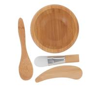 OUNONA Set De Boles De Madera Para Mascarilla Facial 4 Piezas, Incluye Bol, Espátula, Brocha y Cucharilla, Kit Ligero Para Mezclar Mascarillas Caseras, Uso En Rituales De Belleza Femenina