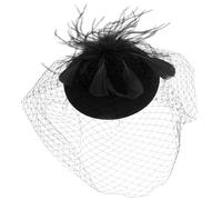OUNONA Sombrero Pastillero con Velo Negro para Fiesta y Cóctel, Diadema de Malla Fácil de Usar con Diseño Vintage y Elegante para Mujer