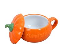 OUNONA Taza de Cerámica con Forma de Calabaza para Halloween Mediana con Tapa Resistente al Calor para Agua Café y Leche