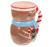 OUNONA Taza de Cerámica Navideña con Diseño de Muñeco de Taza para Desayuno y Sopa Festivo para Navidad Resistente y Decorativa
