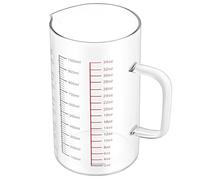 OUNONA Taza medidora de vidrio de 1000 ml de alto borosilicato para cocina, jarra medidora de vidrio con boquilla de mano para hornear y cocinar medición de líquidos