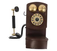 OUNONA Teléfono Fijo Retro de Pared Dial Giratorio y Cajón Integrado, Modelo Decorativo Vintage de Hierro para Hogar y Fiestas Temáticas, Instalación Sencilla y Resistente al Desgaste