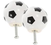 OUNONA Tiradores de Cerámica para Armarios y Cajones de Fútbol, 2 Piezas, Resistentes al Desgaste, Fáciles de Instalar, Ideales para Decoración y Actualización del Hogar