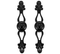 OUNONA Tiradores de Muebles Estilo Europeo Vintage de Aleación de Zinc Negro, Fáciles de Instalar y Resistentes para Armarios y Cajones en Decoración del Hogar, 2 Piezas
