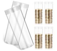 OUNONA Tubos de Almacenamiento para Monedas Sueltas, Paquete de 6 Unidades Redondas de plástico Transparente ABS, Ideal para coleccionistas y Actividades al Aire Libre