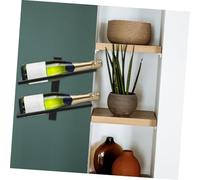 OUNONA Wall Mounted Wine Rack Heavy Duty Iron Bracket with Dual Tier Slots Industrial Style Metal Wall Mounted Wine Display Holder For Home Bar Kitchen