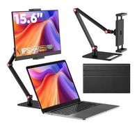OUNSHLI Monitor portátil de 15.6 pulgadas con soporte ajustable, extensor de visualización IPS FHD 1080P, puerto USB-C/HDMI, monitor de viaje ultra delgado con protección ocular, Plug and Play para