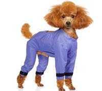 OUOBOB Impermeable para perro con 4 patas, protector impermeable para el pecho, el vientre y las piernas para perros medianos como Schnauzer, Jack Russell Terrier, chaleco ajustable para césped húmedo