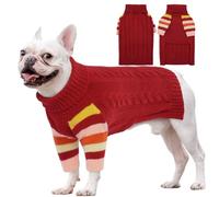 OUOBOB Suéter de perro, suéteres medianos para niñas y niños, chaleco de invierno de cuello alto, trajes de Navidad, sudadera para mascotas, ropa de punto, Frenchie, Beagle, Boston Terrier, talla M