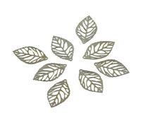OUOULAJY 100 colgantes huecos de filigrana con hojas de árbol para hacer joyas, color plateado