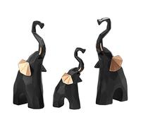 OUOULAJY 3 estatuas modernas de elefante, modelo animal, resina, para decoración de escritorio, color negro