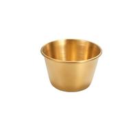 OUOULAJY Taza para salsa de inmersión de acero inoxidable 304, 4 onzas, porción de condimento, aceite, bebida, pulido, plato de restaurante, pequeño, dorado