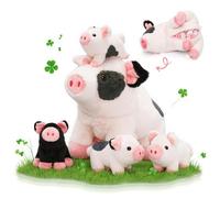 OUOZZZ 5 Unidades de Cerdo de Peluche 23 cm con 4 Cerditos de Bebé, Juguetes en el Vientre, Decoración para Fiestas de Cumpleaños para Niños