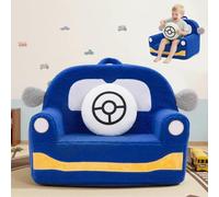 OUOZZZ Sofá infantil para niños a partir de 1 año, suave Sherpa, sofá infantil con cojín, mini sofá para habitación de niños y niñas, coche azul