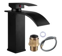 oupados Grifo Lavabo Negro Grifos para Lavabos de Baño Grifo Alto Lavabo en Cascada con Con 2 Tuberías de Agua de 60 cm y una Tubería Roscada para Baños, Cocinas, Jardines