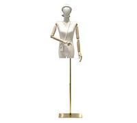 OUPAIAI Busto de Señora Maniquies Torso, Maniqui Costura Mujer El Cuerpo De Un Maniquí con Cabeza Extraíble Y Mano Madera Maniquí Sastre Exhibición de Ropa Y Joyas(Gold,A)