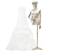 OUPAIAI Maniqui Costura Mujer, Altura Ajustable 55 "- 83" El Cuerpo Un Maniquí con Trípode Metálico, Busto Señora Maniquies Torso Coser El Tronco Mostrar Ropa Y Joyas(Gold)