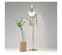 OUPAIAI Maniqui Costura Mujer, Busto de Señora Maniquies Torso Maniquí Sastre con Cabeza Extraíble Y Mano Madera, Soporte Altura Ajustable 47 "- 75" Coser El Tronco Mostrar Ropa Y Joyas(Gold,B)