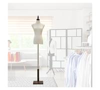 OUPAIAI Maniqui Femenino Costura Mujer Busto de Señora Maniquies Torso, Vestuario Maniquí Mostrar Busto con Base Madera, Torso de Maniquí Femenino para Mostrar Ropa(Brown,A)