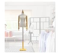 OUPAIAI Maniqui Femenino Costura Mujer Busto de Señora Maniquies Torso, Vestuario Maniquí Mostrar Busto con Base Madera, Torso de Maniquí Femenino para Mostrar Ropa(Natural,B)