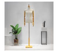 OUPAIAI Maniqui Femenino Costura Mujer Busto de Señora Maniquies Torso, Vestuario Maniquí Mostrar Busto con Base de Madera, Torso de Maniquí Femenino para Mostrar Ropa(Natural,B)