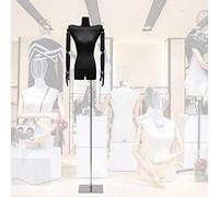 OUPAIAI Maniqui Femenino Costura Mujer, Maniquí Busto de Señora Diseño del Hombro Warp Torso del Maniquí Sastre Barandilla Haya Marco Metálico con Altura Ajustable(Silver,A)