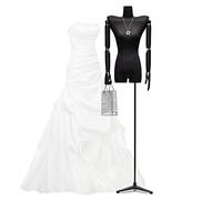 OUPAIAI Maniqui Femenino Costura Mujer, Maniquí Busto de Señora Diseño del Hombro Warp Torso Maniquí Sastre con Un Brazo Haya, Altura Ajustable 65,7-87,4 Pulgadas(Black,B)