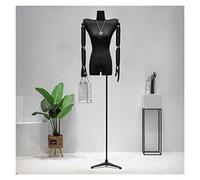 OUPAIAI Maniqui Femenino Costura Mujer, Maniquí Busto Señora Diseño del Hombro Warp Ajustable Torso del Maniquí Sastre Barandilla Haya para Mostrar Ropa Y Joyas(Black,B)