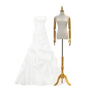 OUPAIAI Maniqui Femenino Costura Mujer Maniquí Sastre, Altura Ajustable 47,2"- 71,6" Torso Maniquí Femenino Forma de Vestir Trípode Madera para Mostrar Ropa Y Joyas(Natural,B)